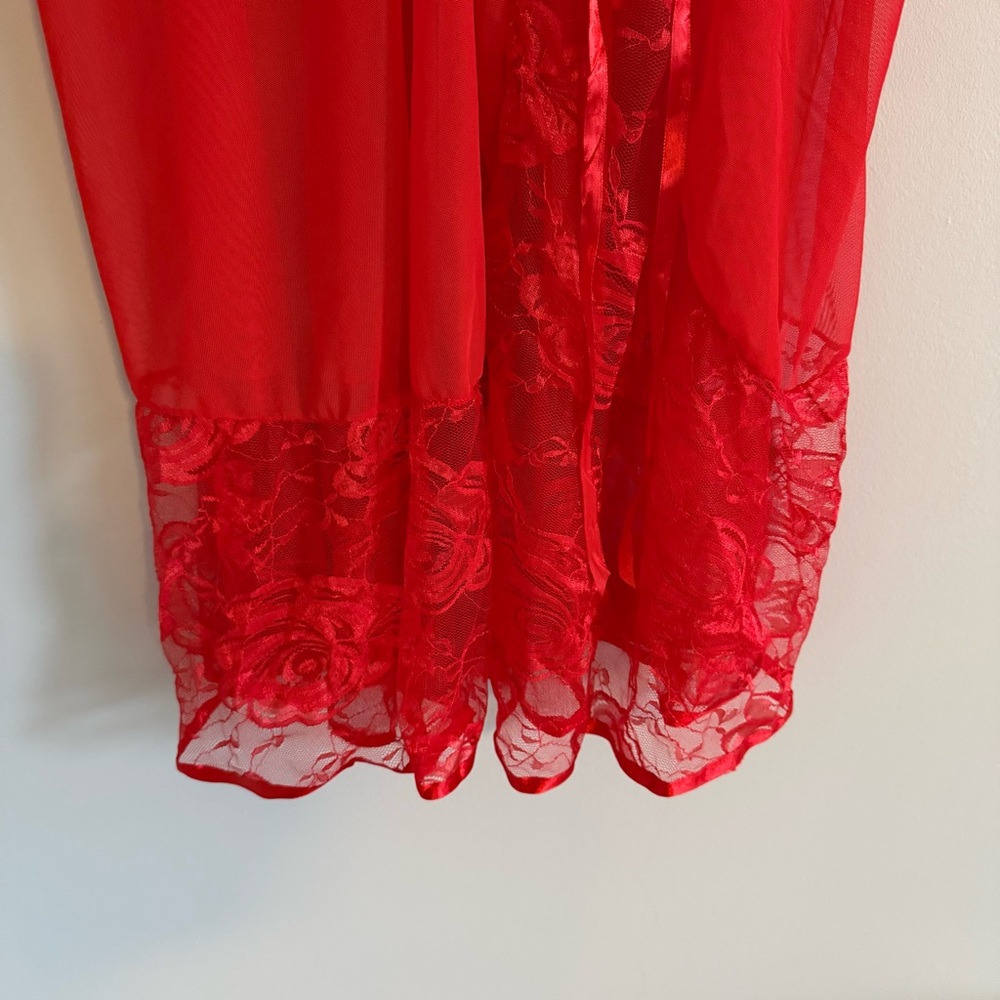 Red Lace Babydoll Lingerie - Picture 4 of 11